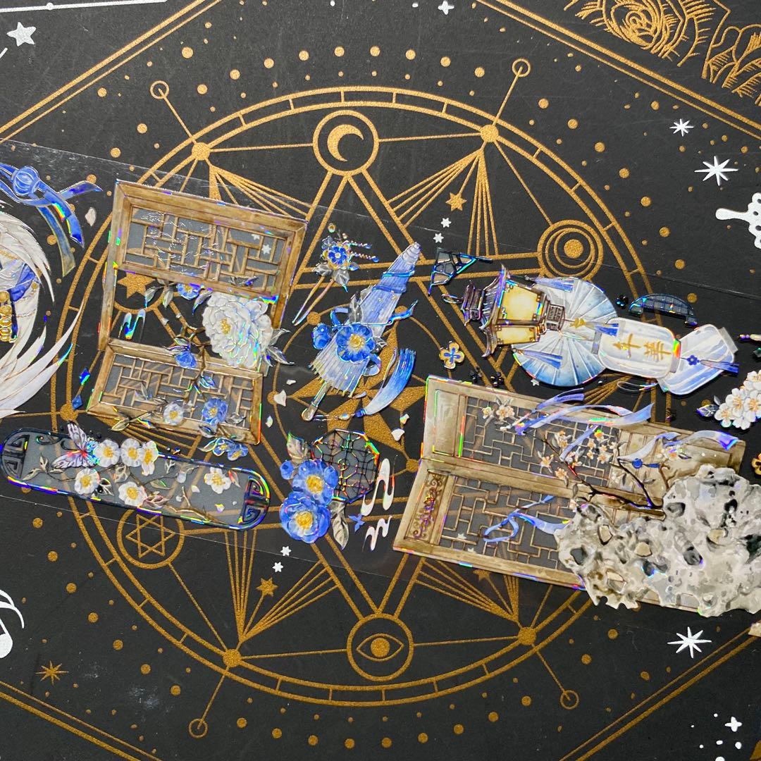 【9173】海外　中古巻　貝殻光マスキングテープ人物　装飾系　古風　半透明