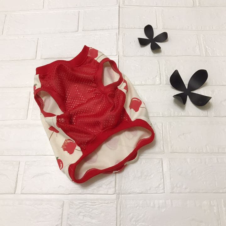 フレブル 服　ハンドメイド　りんごあめメッシュタンクトップ