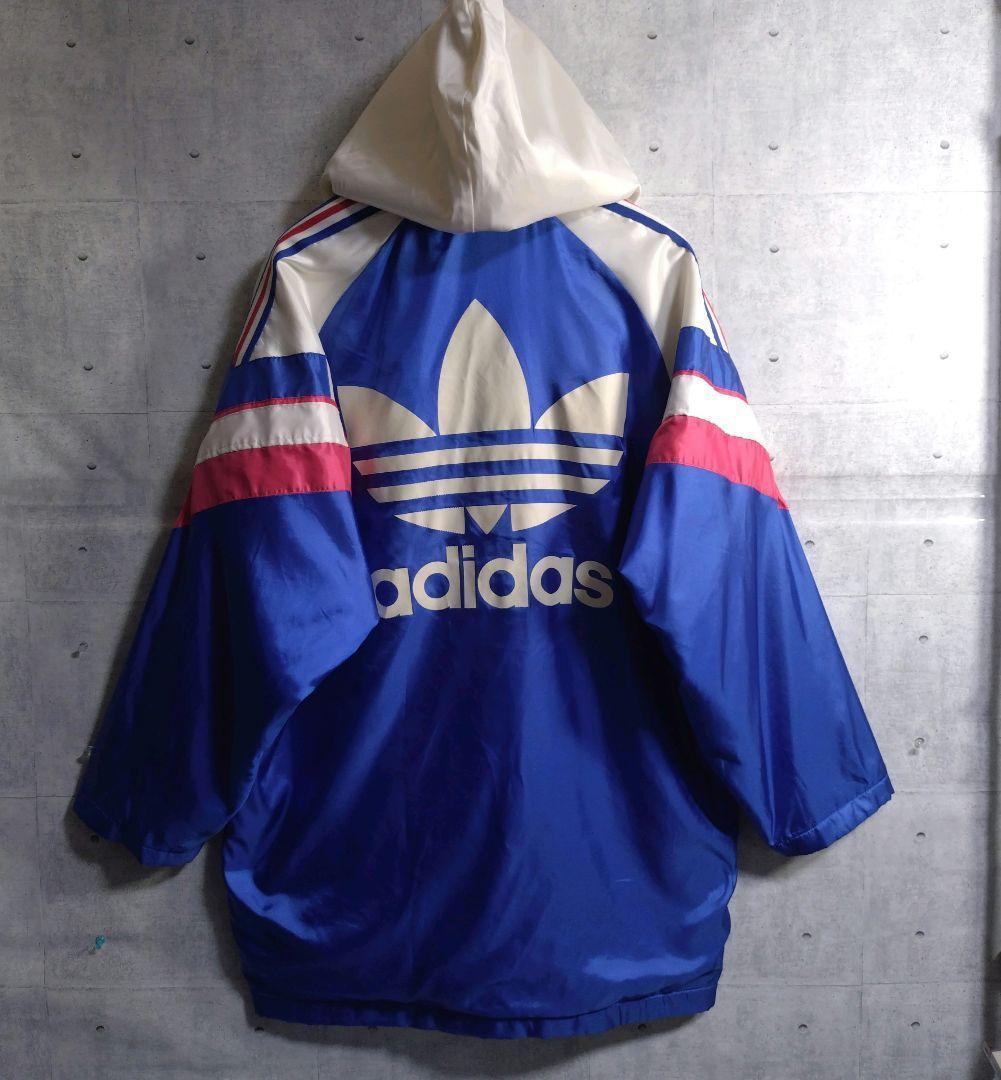 アディダス★90s デサント トレフォイル 刺繍ロゴ 裏ボア ベンチコート L