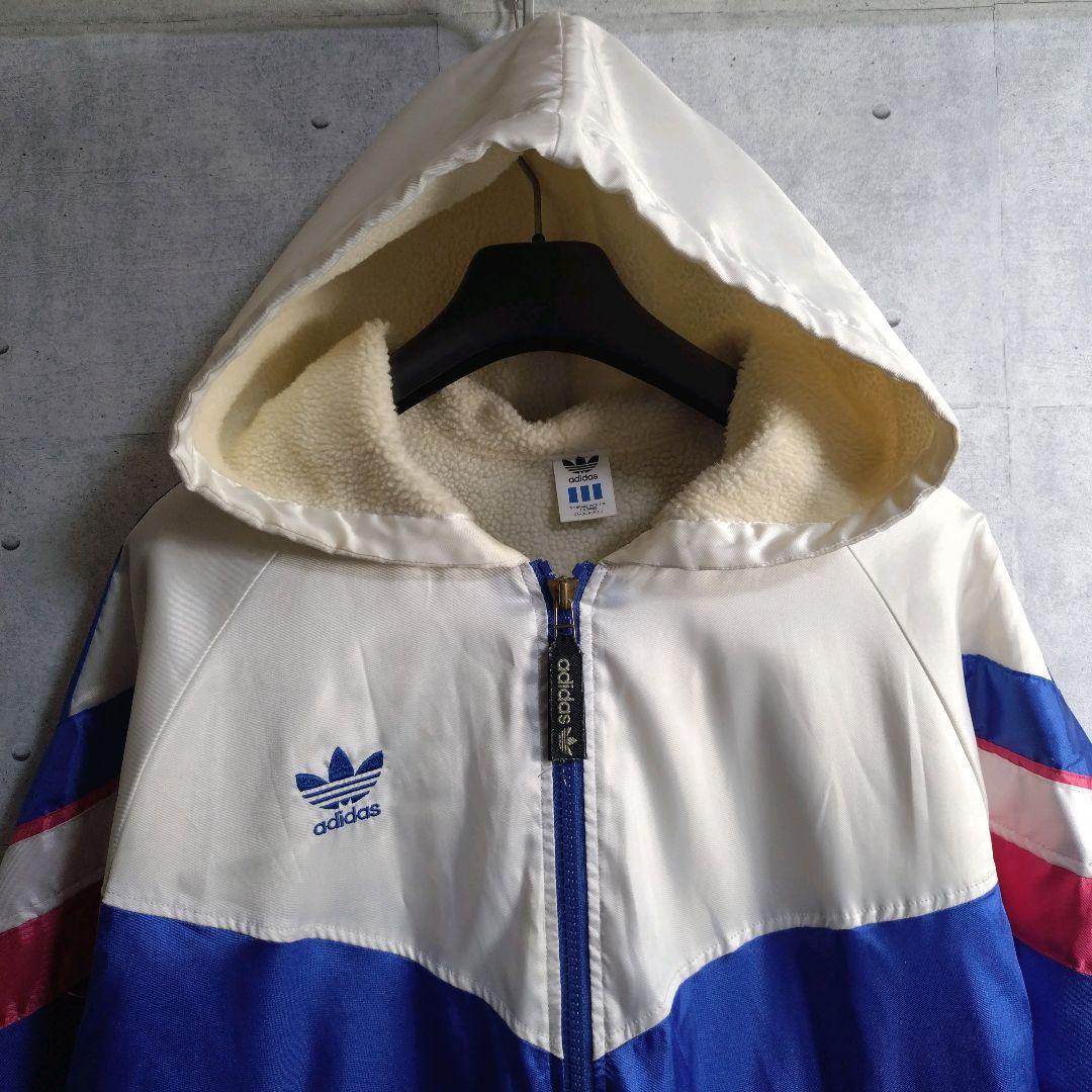 アディダス★90s デサント トレフォイル 刺繍ロゴ 裏ボア ベンチコート L