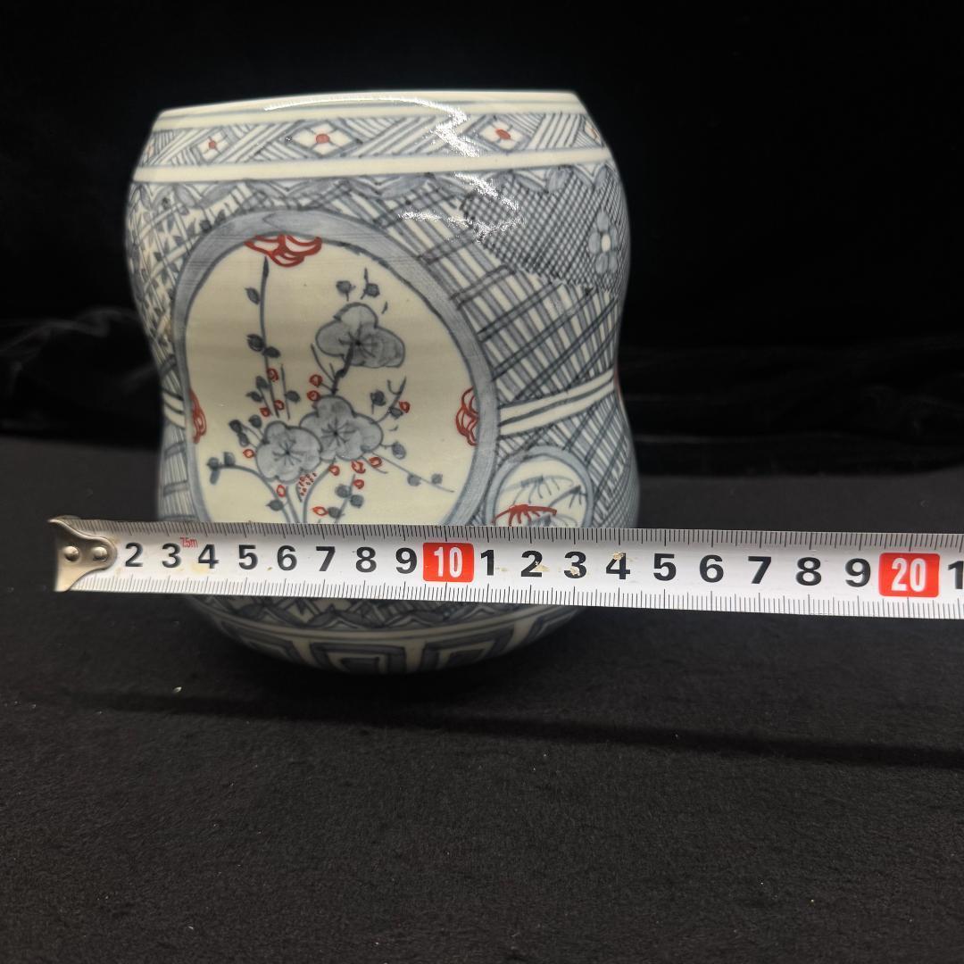 希少 五代 佐藤走波作 染錦草花文　水指　在銘　時代物　共箱 有田焼