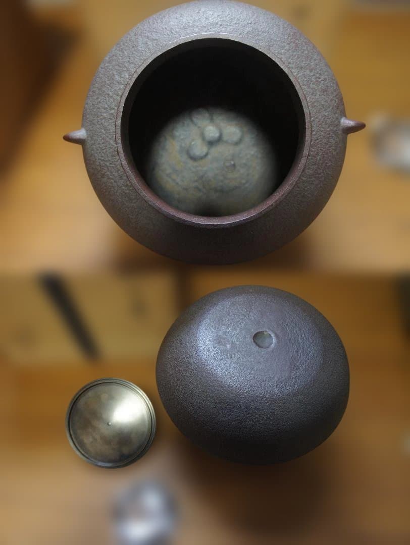 ☆焼杉置炉 国宝敬典 桐地紋真形釜釜鐶 置炉用600w炭型電熱器送料込み