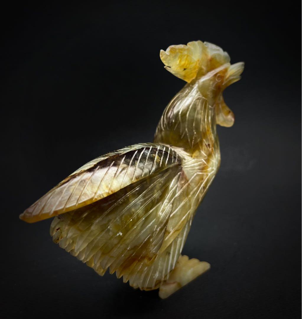 中国美術 古玩 玉石　瑪瑙 置物 大（鶏）大利　開運置物