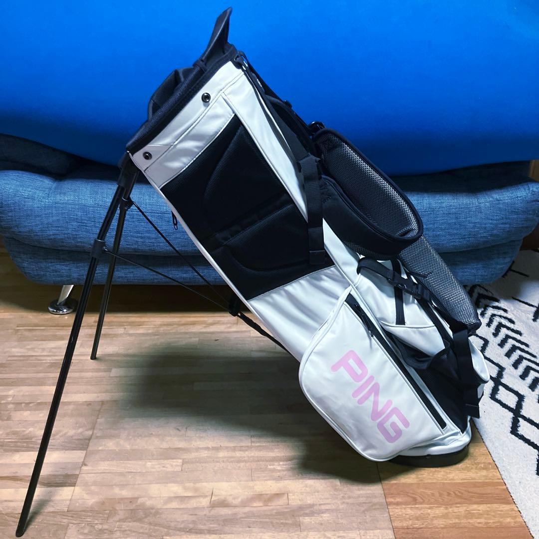 【美品】PINGゴルフキャディバック　　ホワイト／ピンク　カスタムオーダー