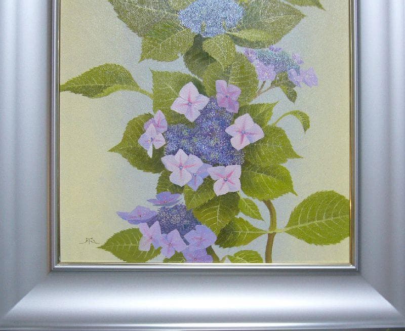 絵画 油絵 田浦信勝 肉筆油絵 静物画 額紫陽花 F8