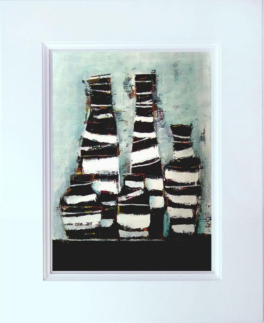 油絵 菅家令子 絵 絵画インテリア額付(青緑＋金色の枠)uF6-063104花瓶