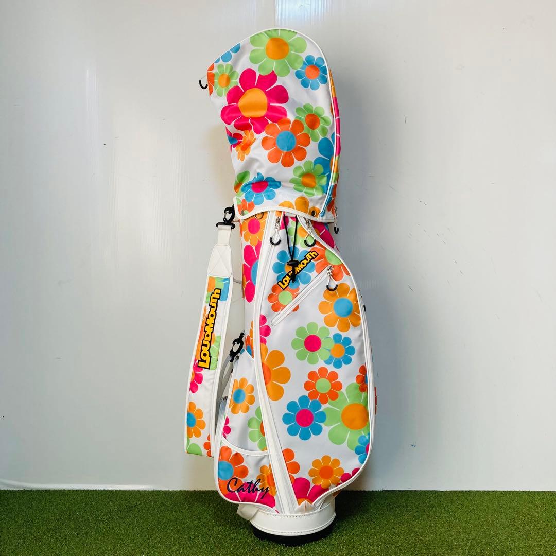 美品 花柄 LOUDMOUTH ラウドマウス キャディバッグ レディース 9型
