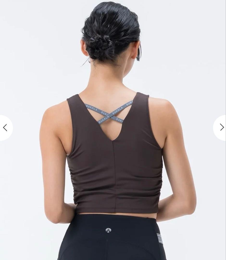 Web限定 【SUKALA】アメリカンスリーブギャザータンクトップ ヨガウェア