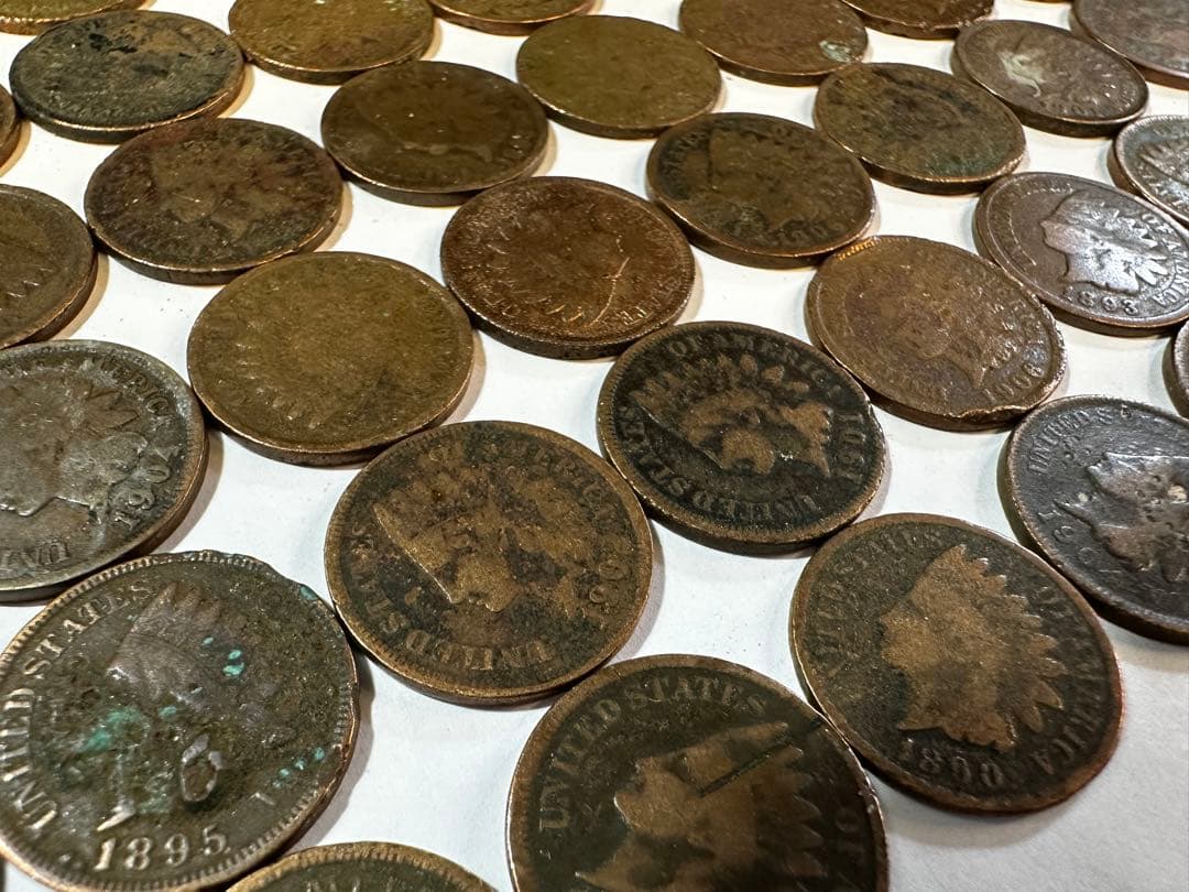 【70枚セット】 アメリカ硬貨 青銅貨 １セント インディアンヘッド ダメージ有