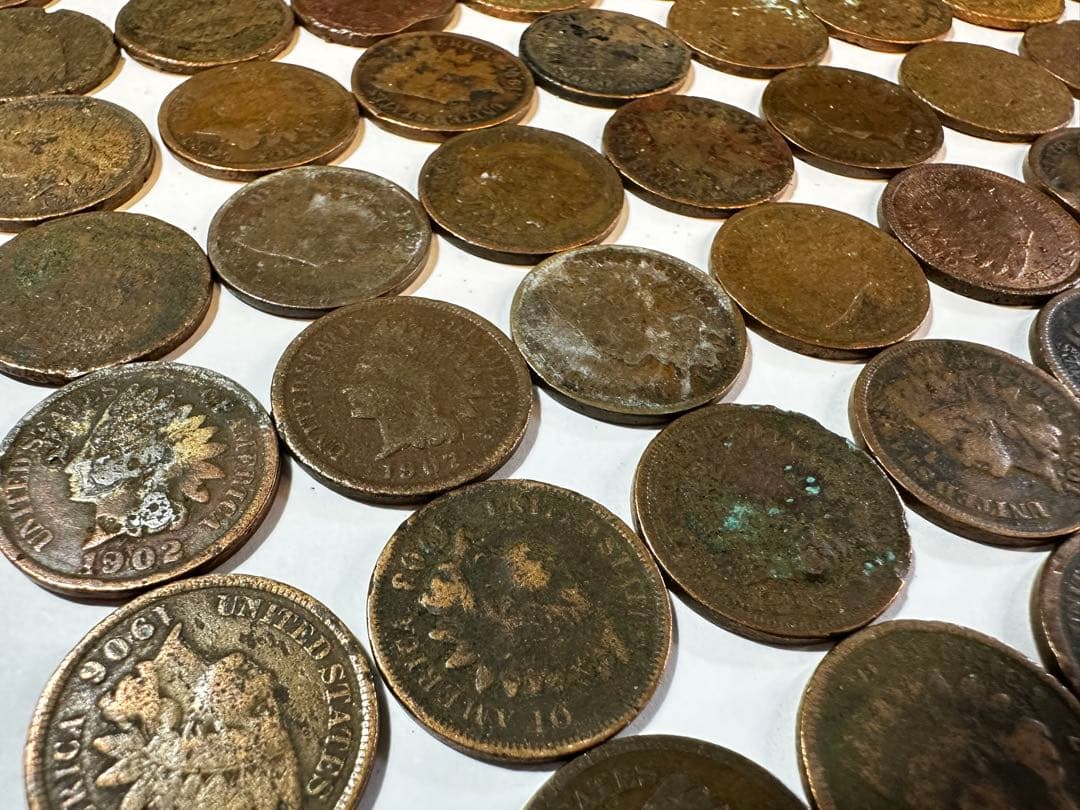 【70枚セット】 アメリカ硬貨 青銅貨 １セント インディアンヘッド ダメージ有