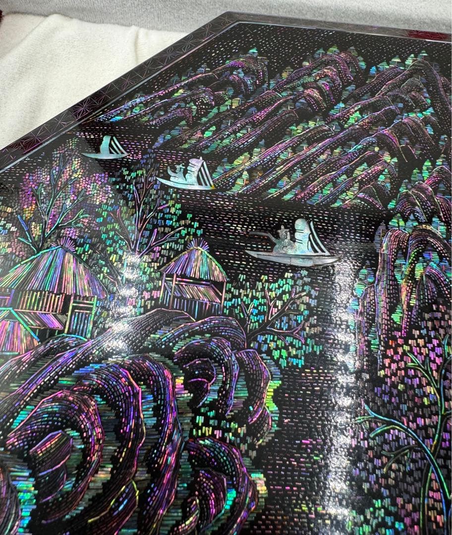 韓国製　八角螺鈿細工　漆器　螺鈿細工　小物入れ