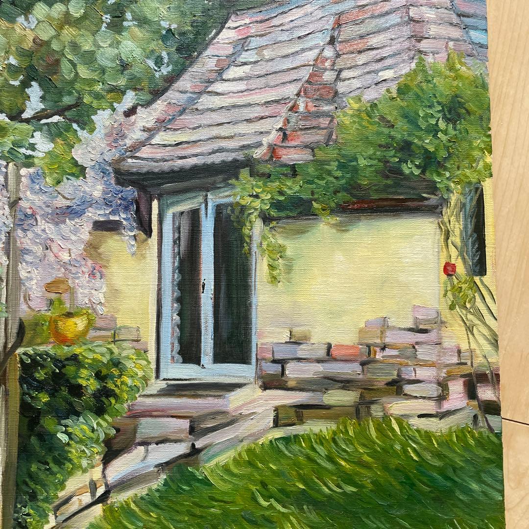 風景 油彩画 木製フレーム付き