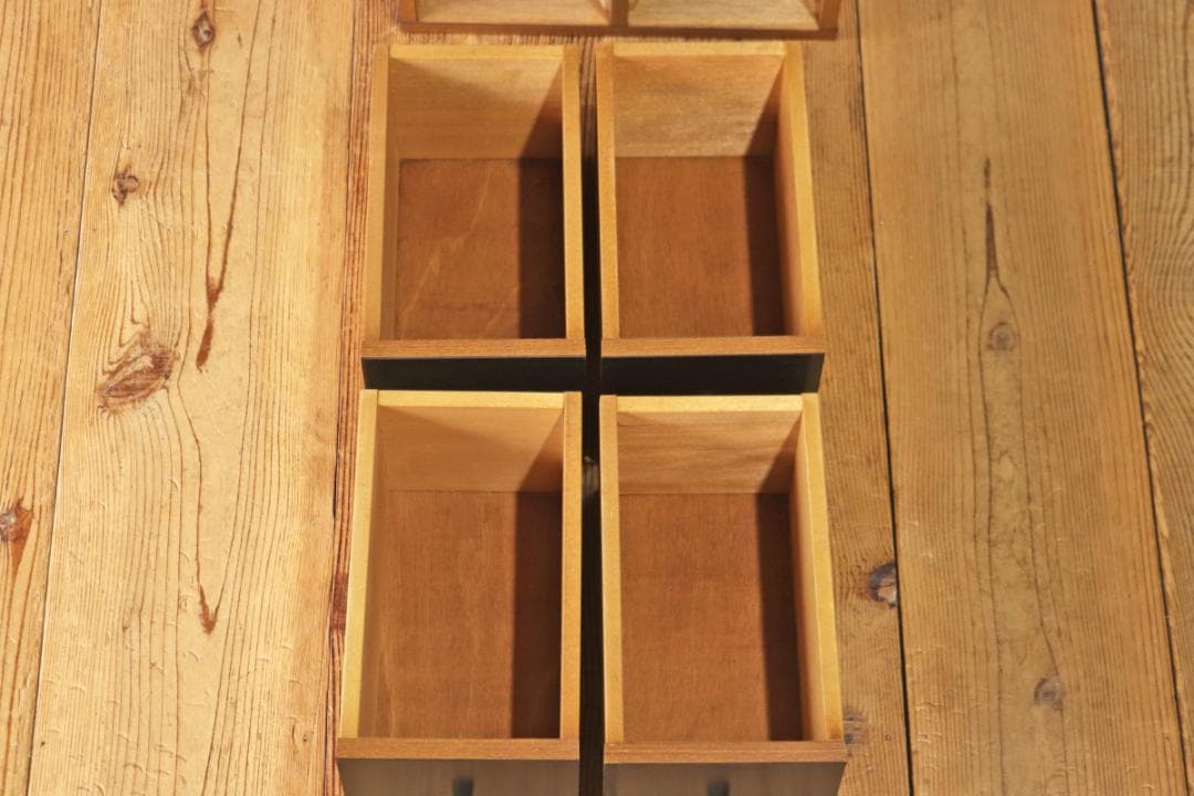 ヴィンテージ モダン 卓上 ドロワー 小物入れ 収納 ４杯 木製 メラミン化粧板