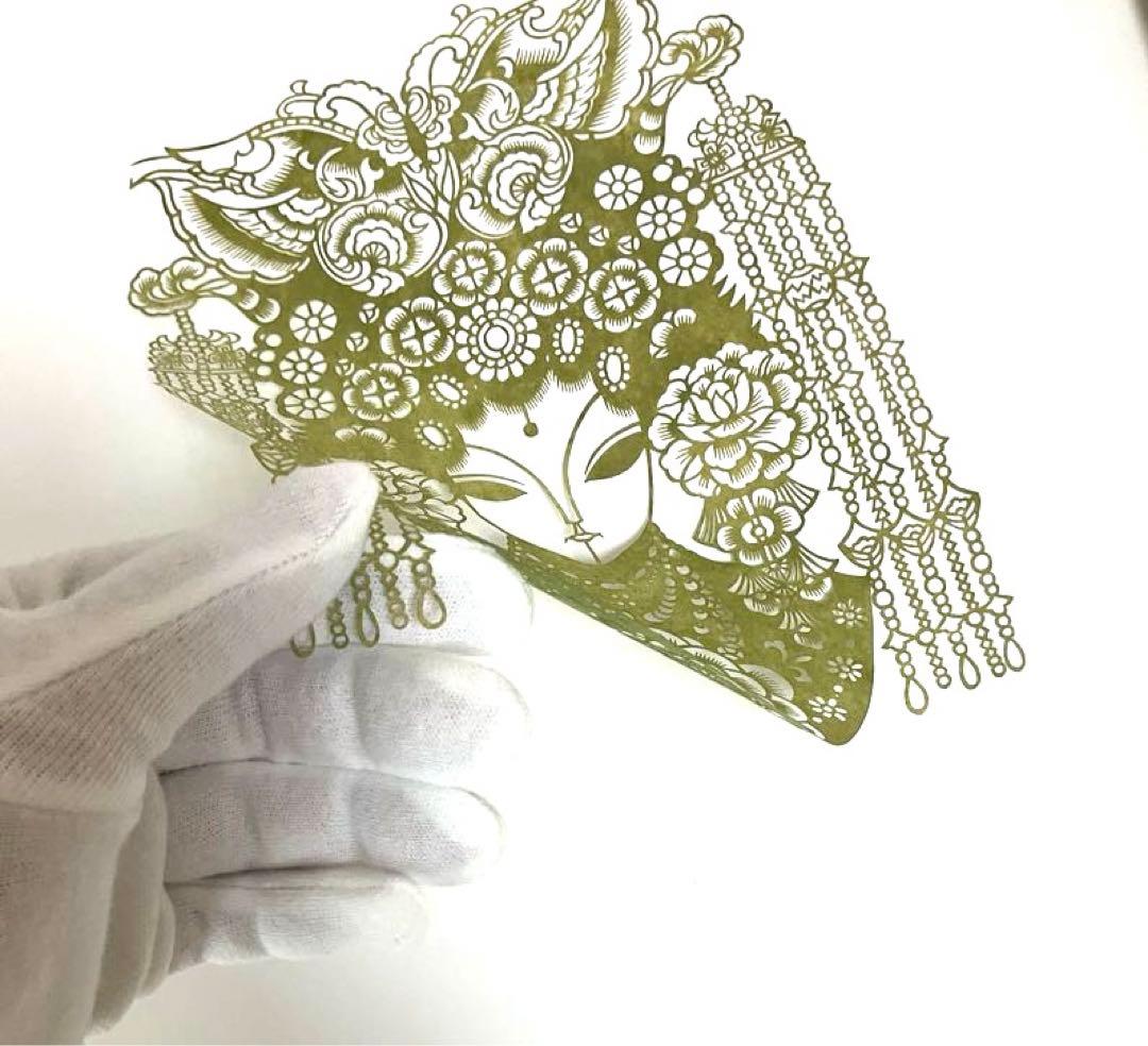 未使用美品　剪紙　中国伝統工芸品　切り絵細工　イタリア製高級額縁