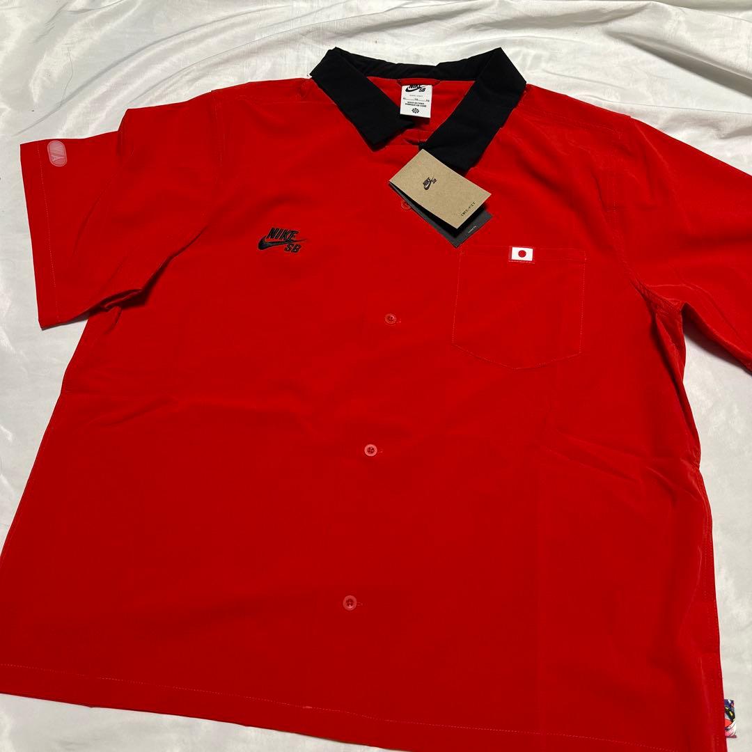 新品　XL NIKE SB ショートスリーブ ボウリングシャツ　レッド　鯉
