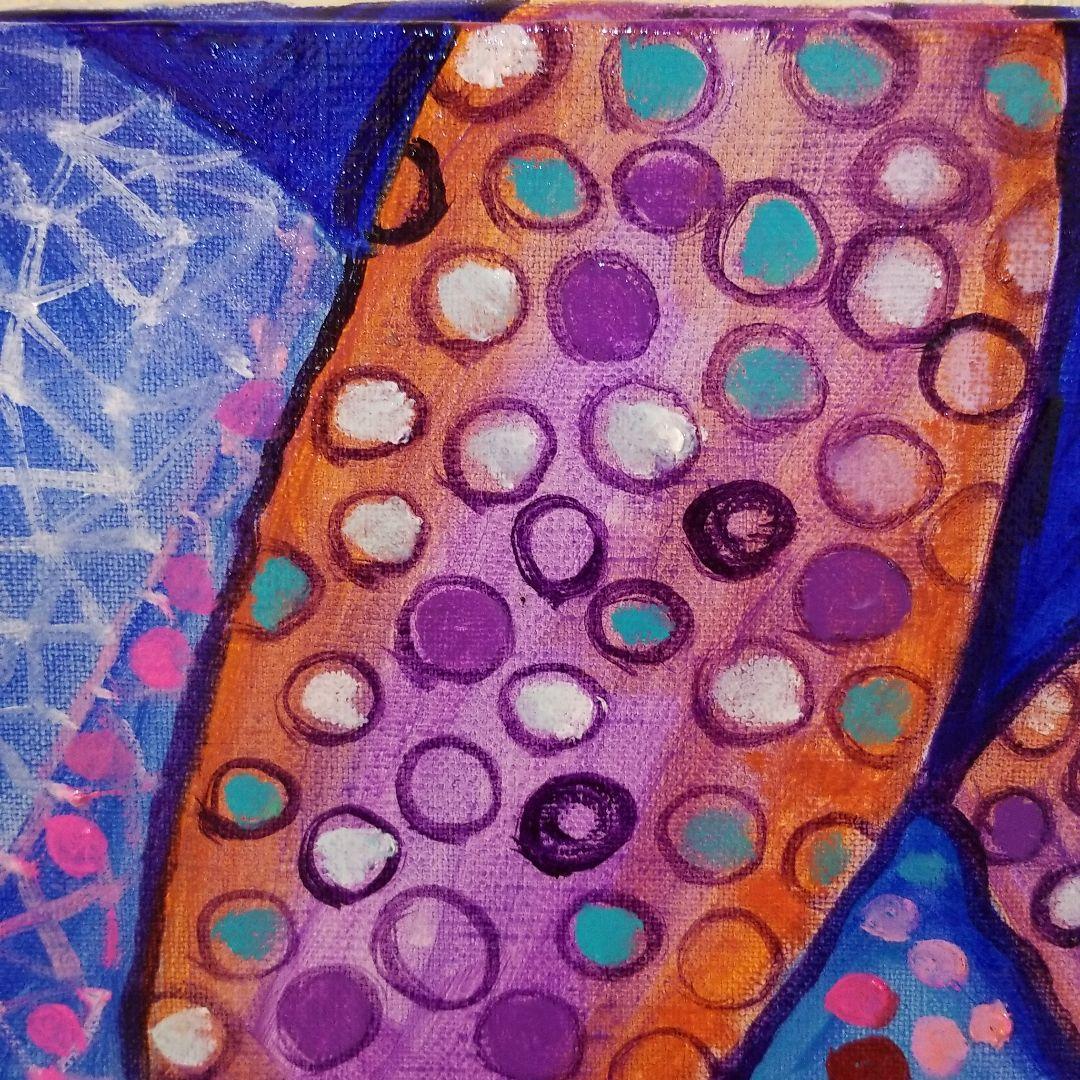 油絵　ゆうみ　羽ばたく練習を見る鳥