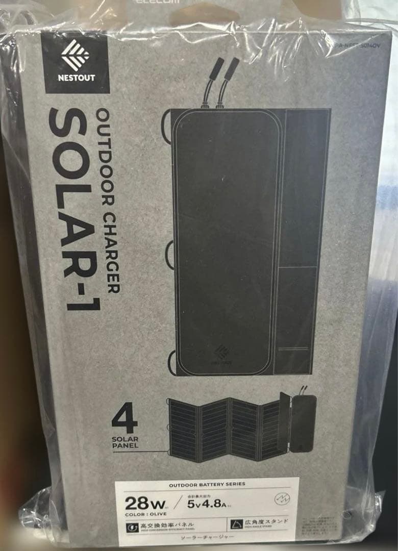エレコム　NESTOUT　ソーラーチャージャー　SOLAR-1(4パネル)