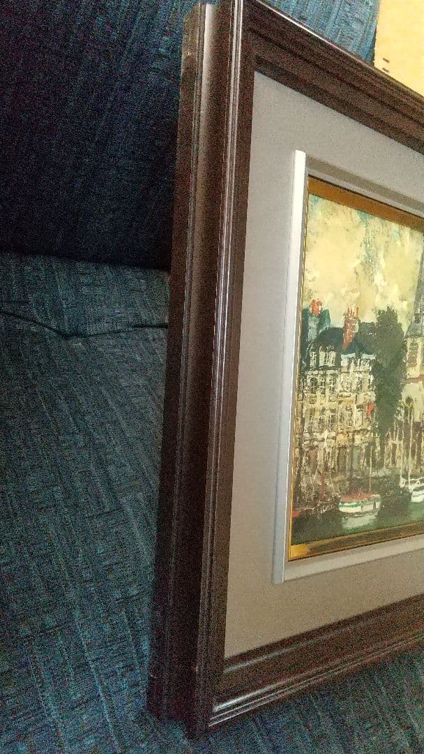 児玉幸雄  「オンフルールの港 」油彩風印刷 風景画 F6号 専用箱付