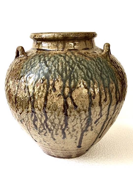 ◆桃山時代 古織部 ＊三耳流れごま『茶壺』◆鑑定士*桂又三郎氏より東の横綱の逸品