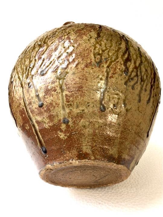 ◆桃山時代 古織部 ＊三耳流れごま『茶壺』◆鑑定士*桂又三郎氏より東の横綱の逸品