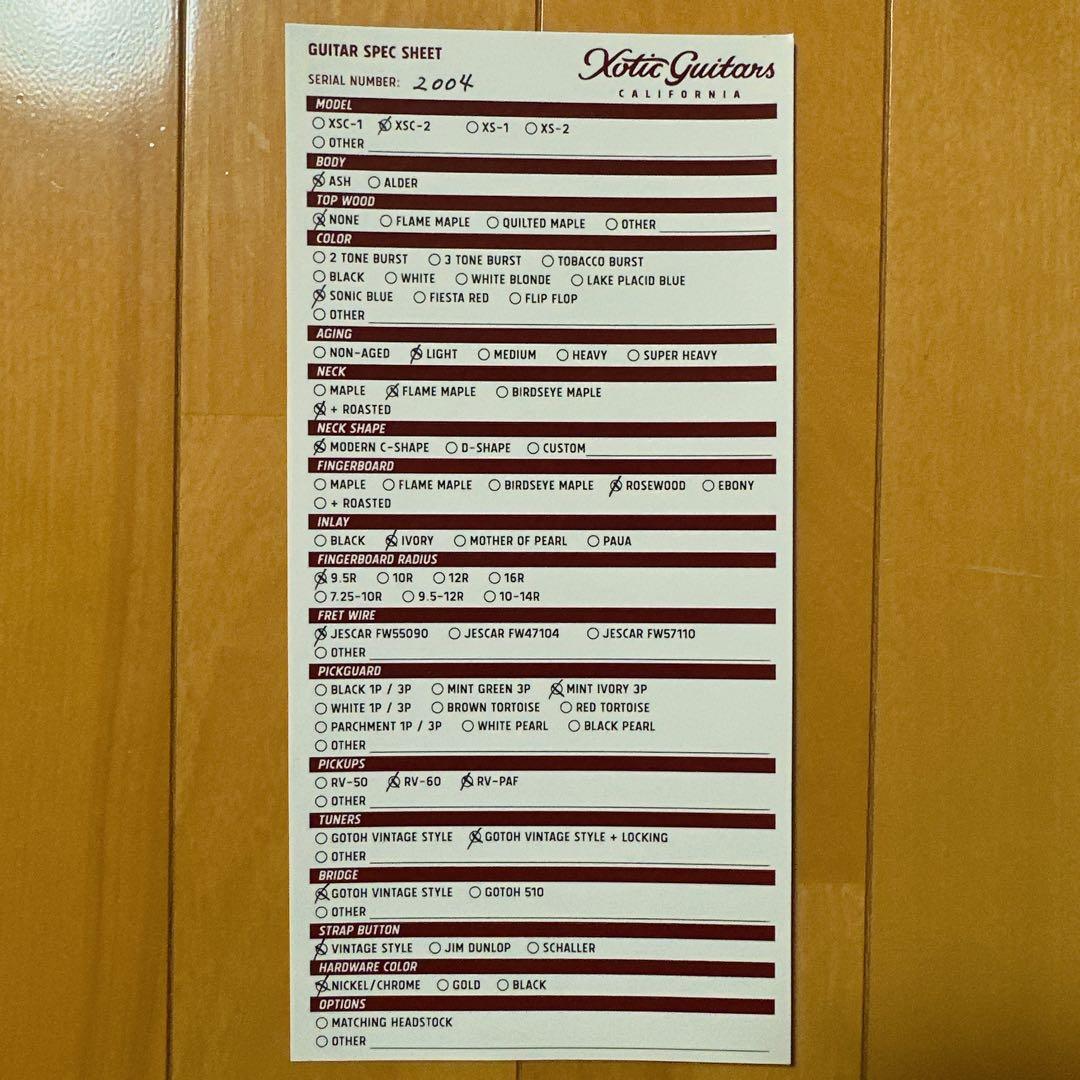 【レア仕様】Xotic XSC-2 Sonic Blue LSLピックアップ搭載