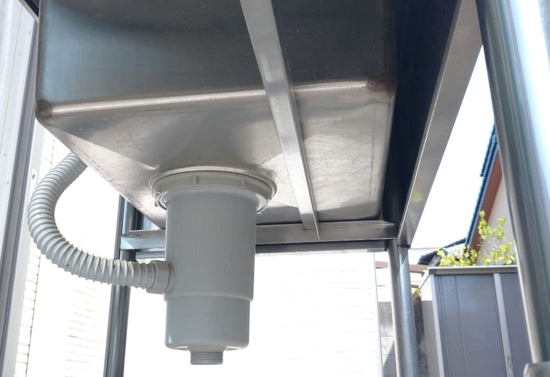 水切付一層シンク W900 SUS340 正面から左に水切り オーバーフロー付