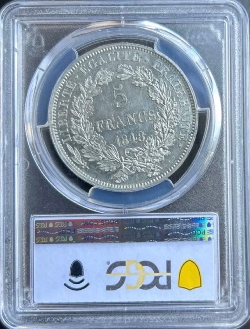 フランス1848豊穣の女神セレス像 試鋳貨パターン5フラン PCGS SP-62