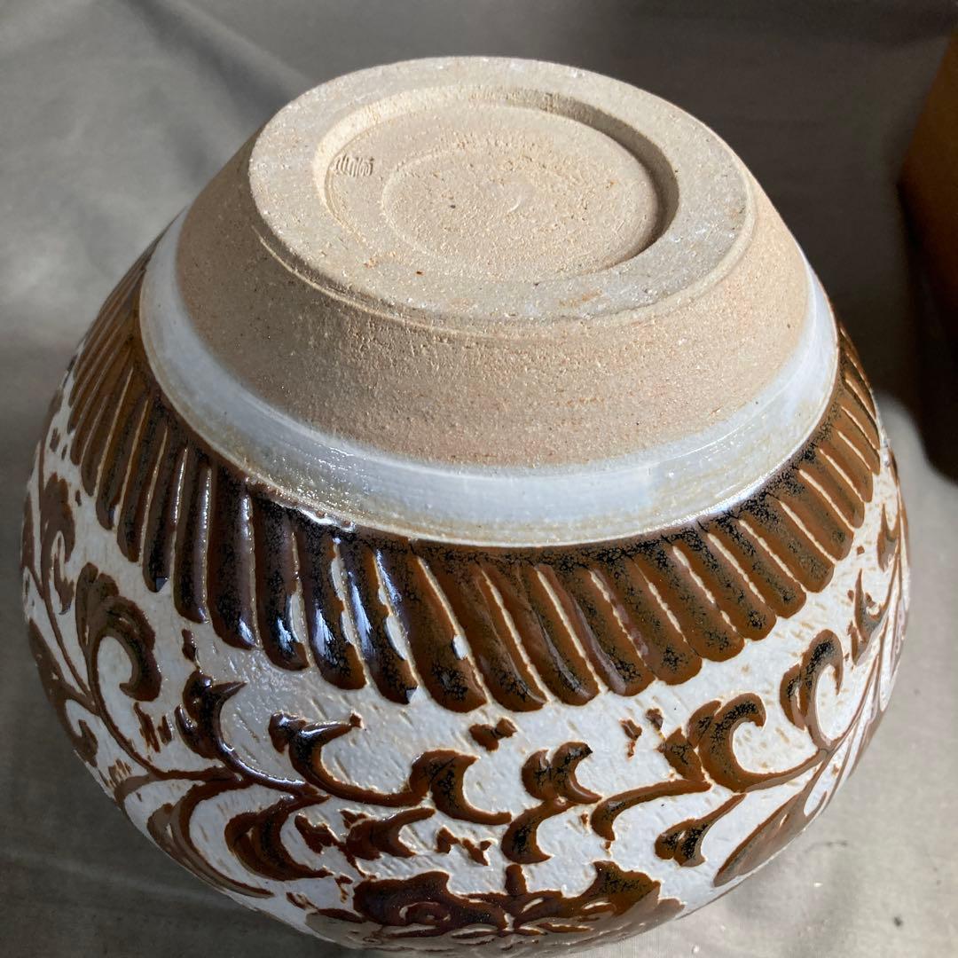 【松本佩山】孤高の陶芸家　日本の名窯　有田年木庵　松本佩山作　掻落し小花文　花瓶