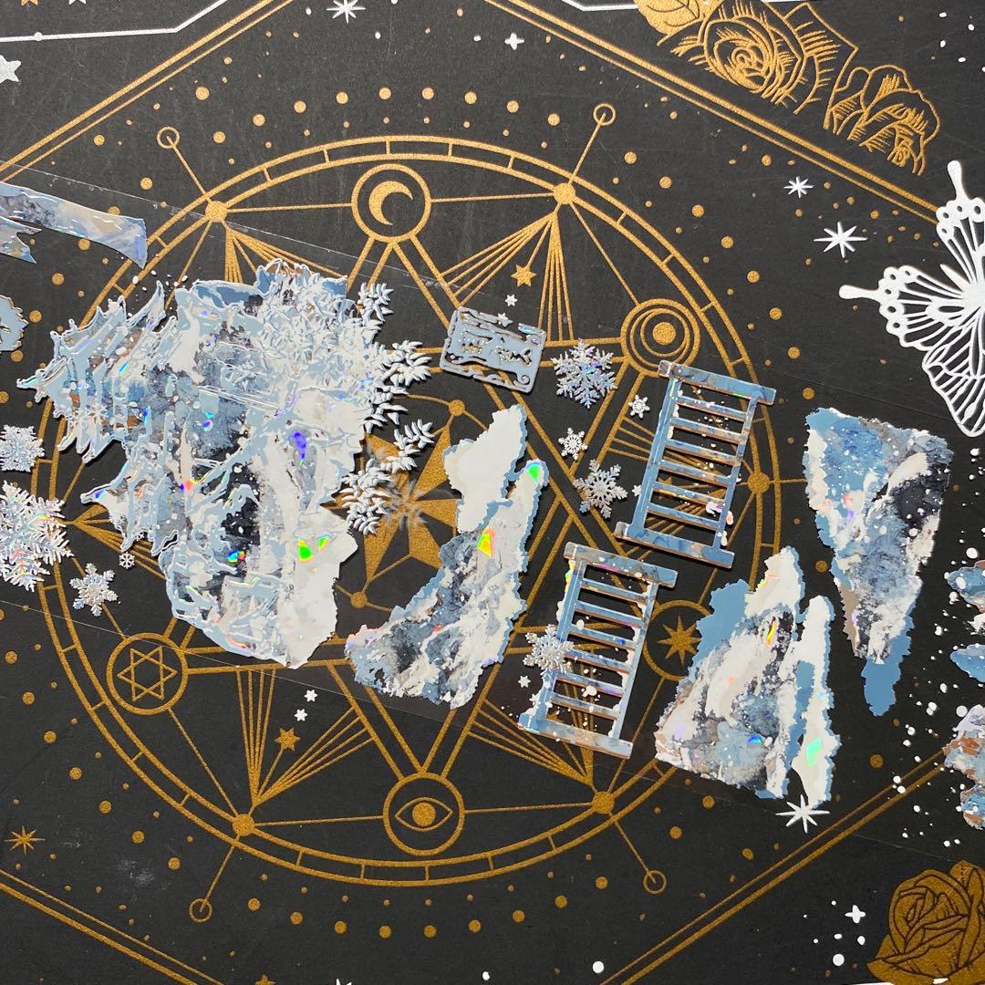 【9252】海外　マステ　中古巻　貝殻光マスキングテープ　青い　自然風景　背景系