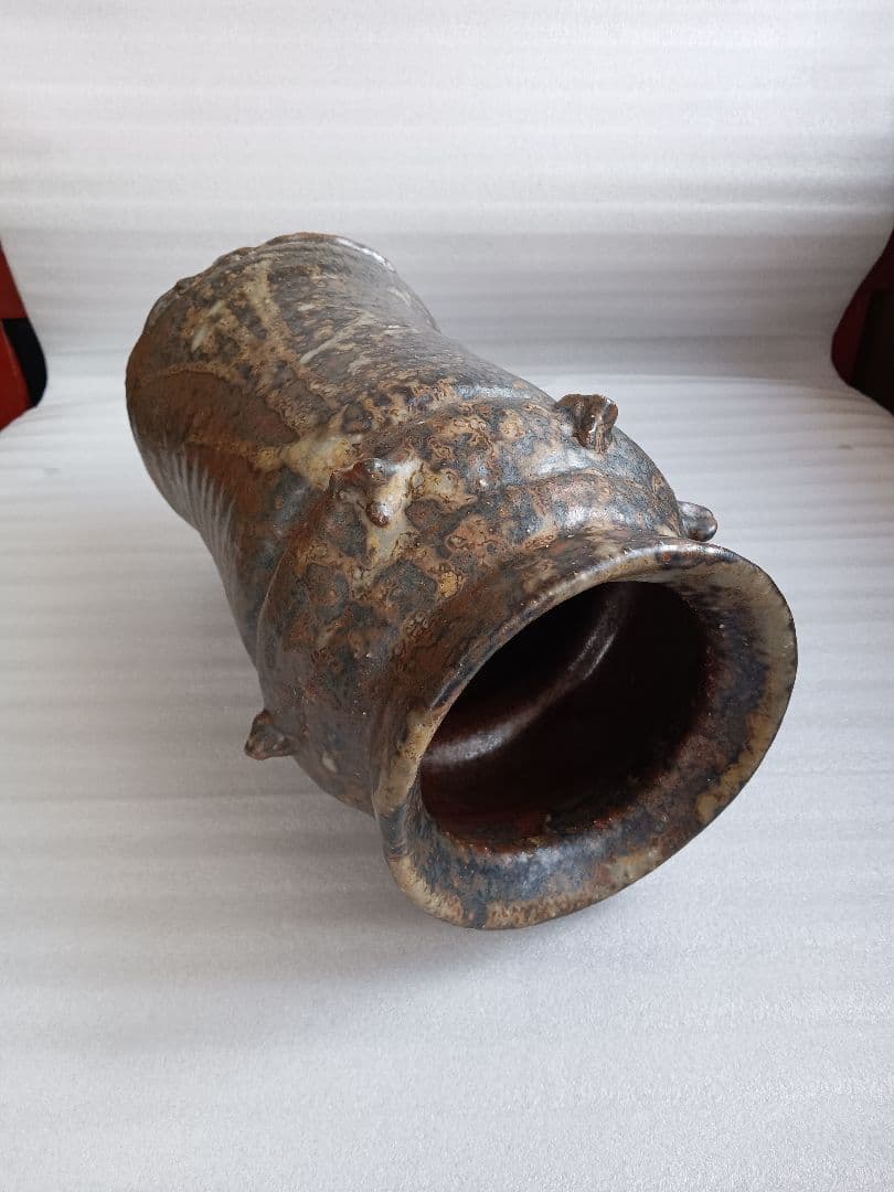 灰釉　花活　越前　西浦武　脇谷窯