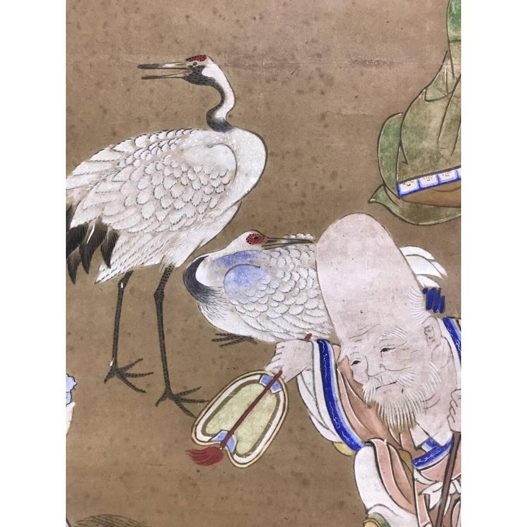 真作/作者不詳/七福神図/古画/人物図/祝/正月/掛軸/名家伝来/AK-451