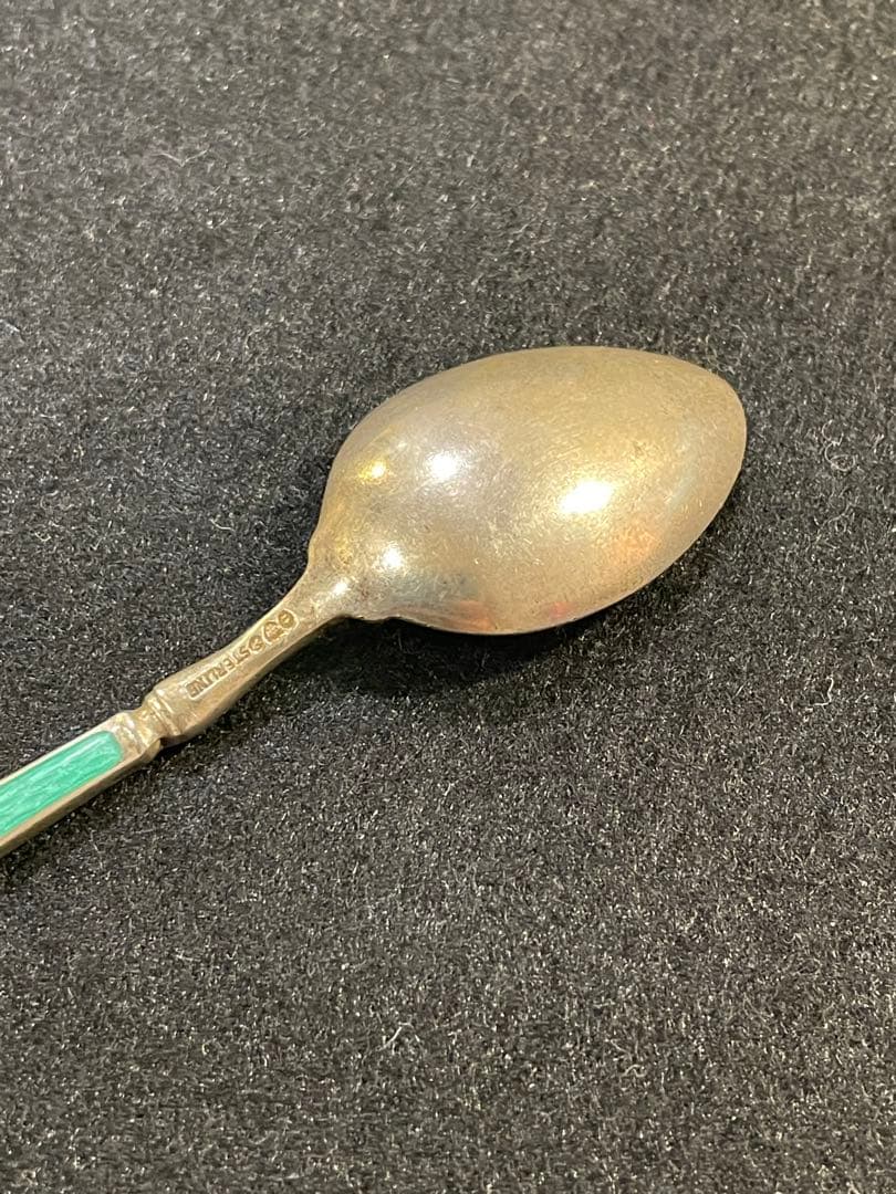 デヴィット アンデルセン スプーン シルバー 純銀 グリーン　七宝焼