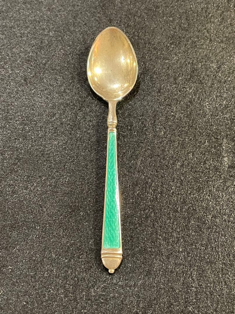 デヴィット アンデルセン スプーン シルバー 純銀 グリーン　七宝焼