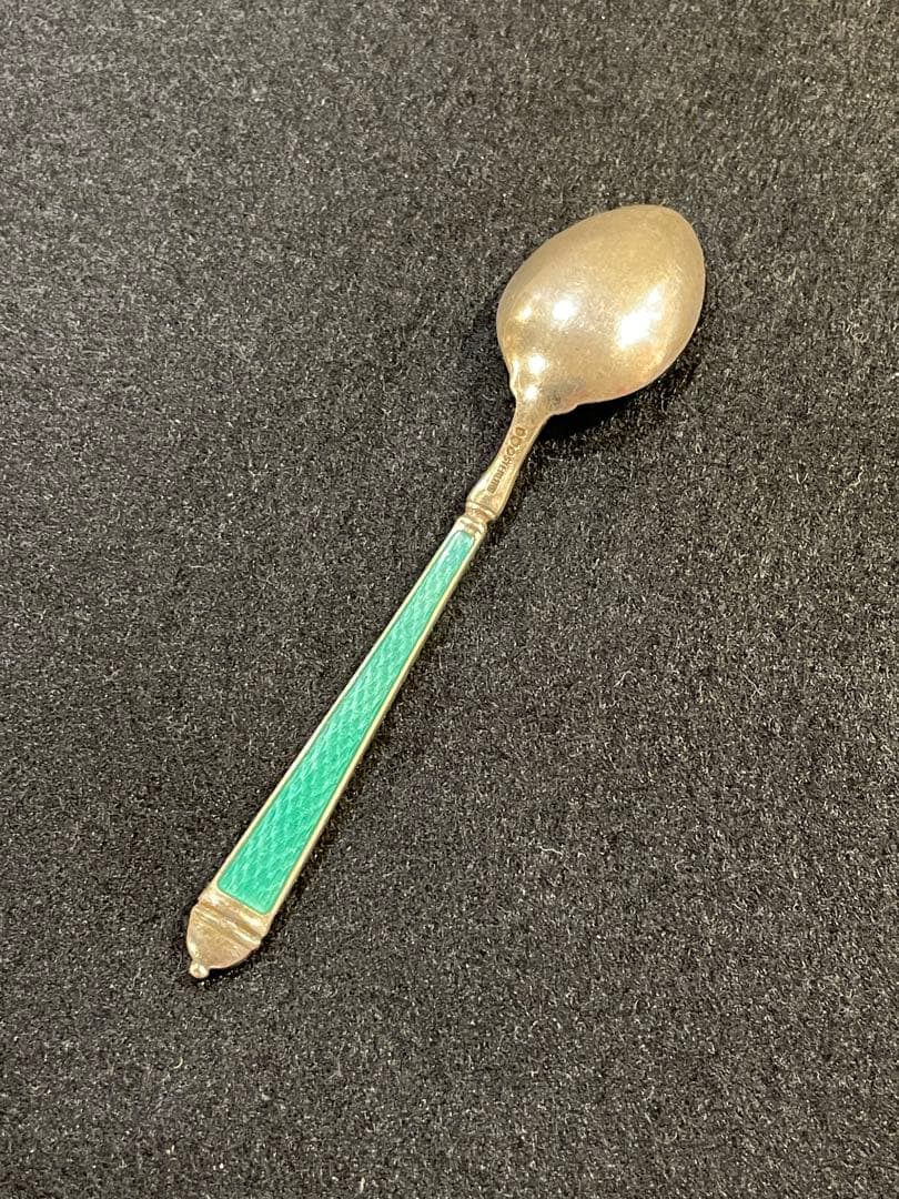 デヴィット アンデルセン スプーン シルバー 純銀 グリーン　七宝焼