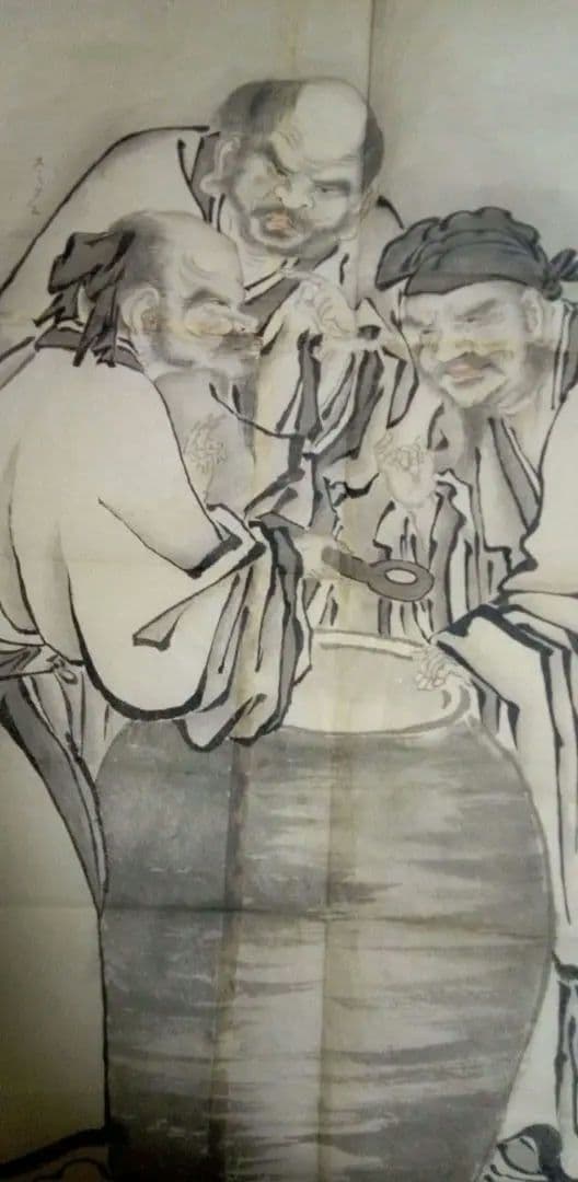 模写狩野松榮画、聖吸酸圖下絵、紙本三枚繋ぎ、