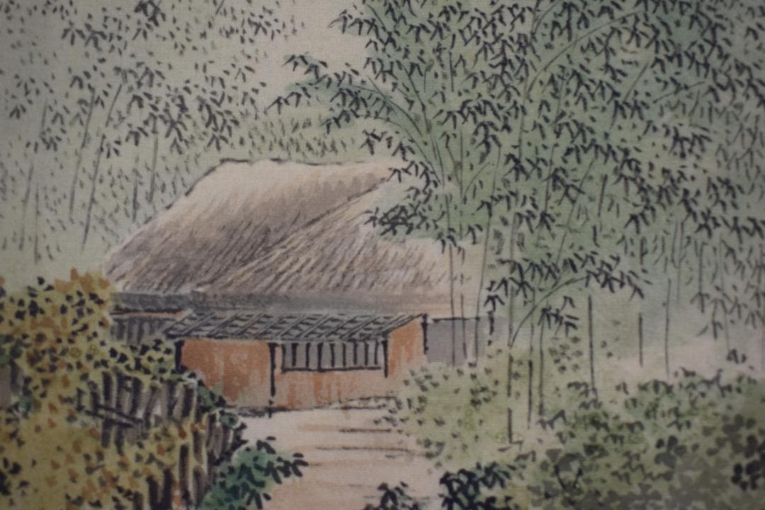 【真作】吉村鳳柳/竹林漁夫図/田家漁舟図/掛軸☆宝船☆Y-188　JM