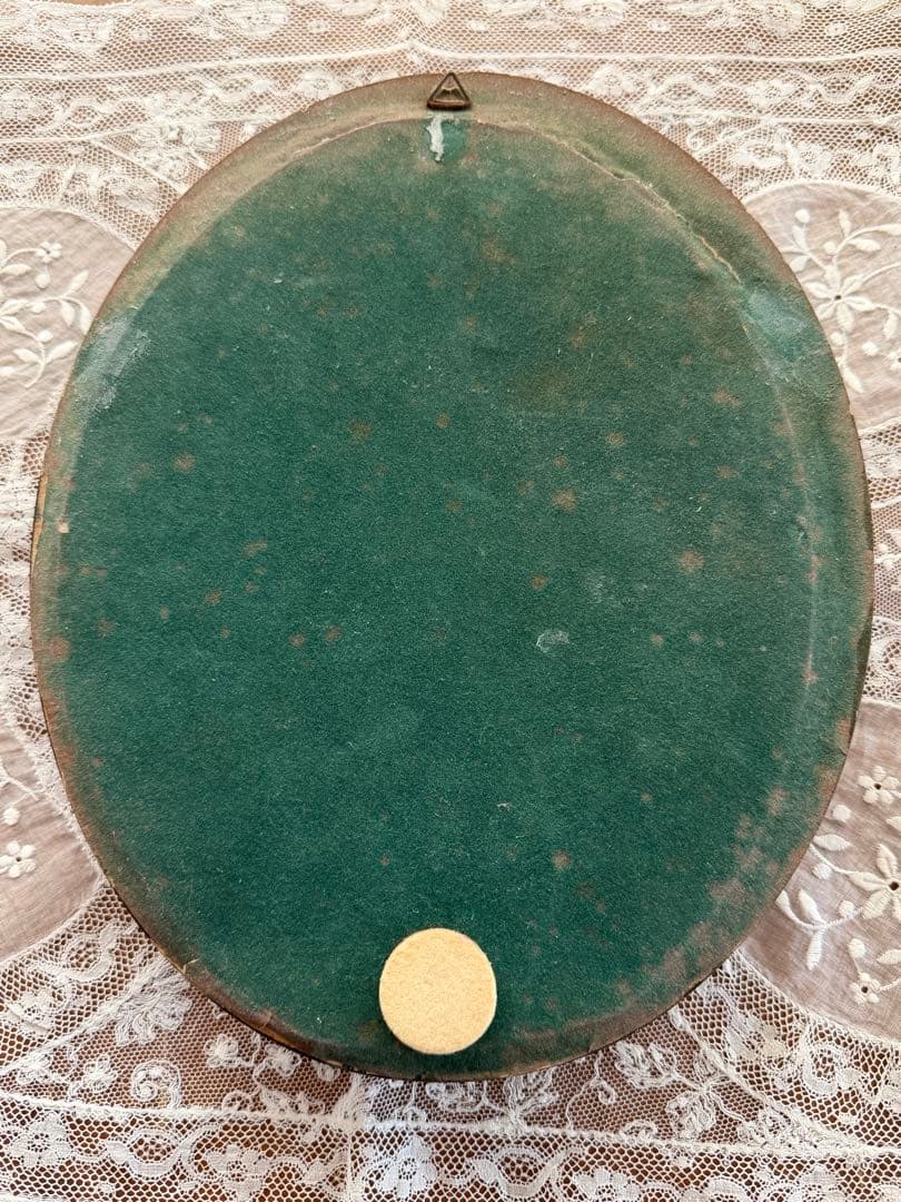 希少 フランスアンティーク お花のメダイヨン オーバルフレーム ドームガラス