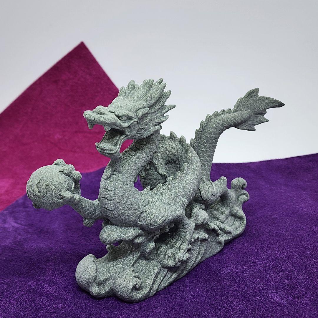 青砂石製 龍の置物／風水／開運／金運アップ／ドラゴンインテリア