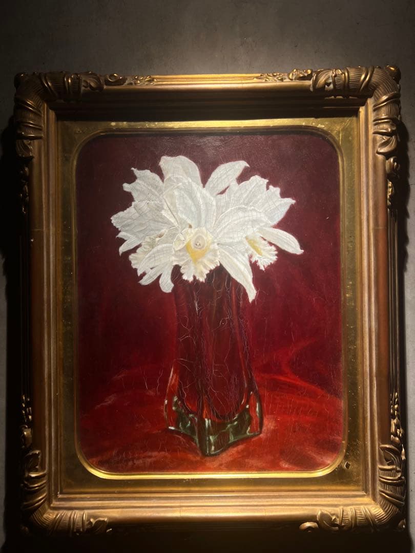 リアリズム　【らん】　肉筆油彩画　作者不詳