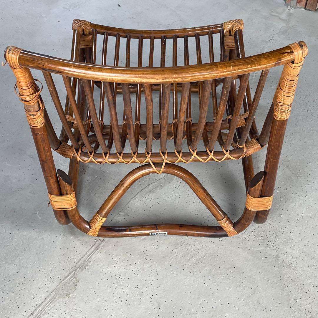 ①【マルニ木工】ラタンチェア　籐　ヴィンテージ　レトロ　家具　２脚出品中！