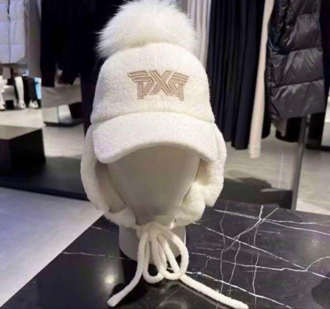 【新品未使用】pxg ゴルフレディース冬用キャップボンボン 耳あて 防寒