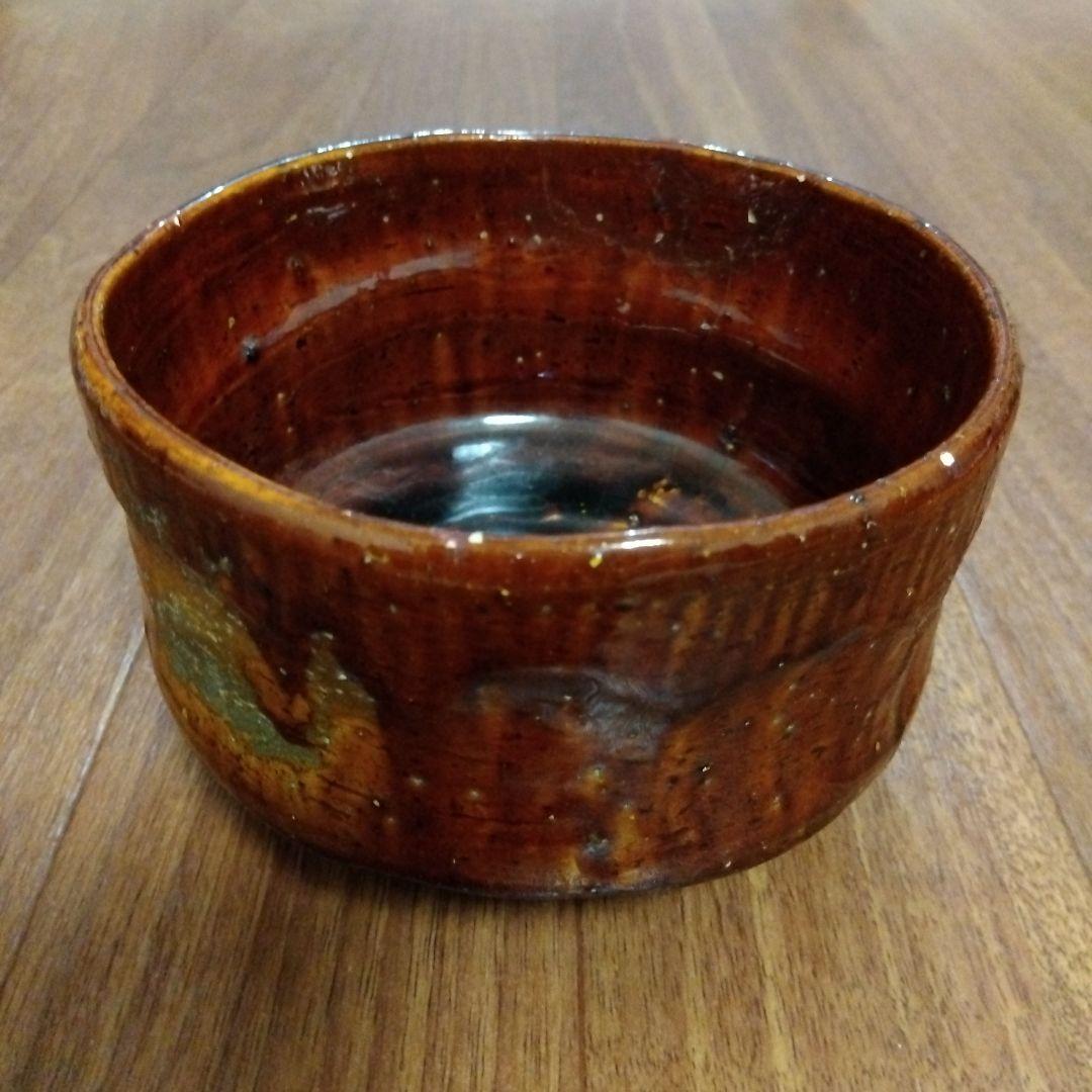 【レア】大樋焼 茶道具 茶碗 飴釉茶碗 茶器 茶道 大樋焼き 茶色 緑色 抹茶色
