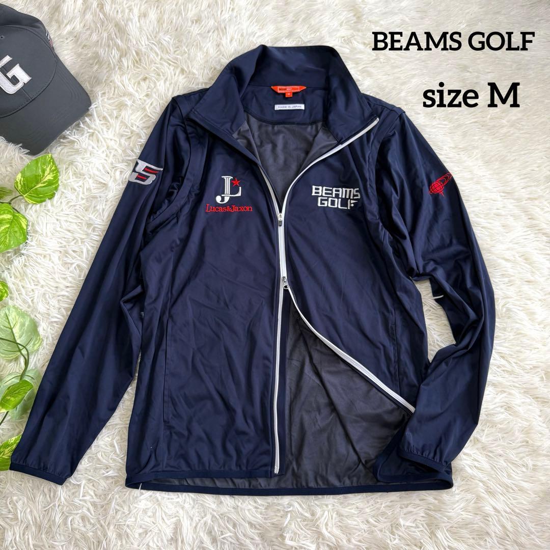 【ビームスゴルフ】美品 ジップジャケット 2way ネイビー Mサイズ メンズ