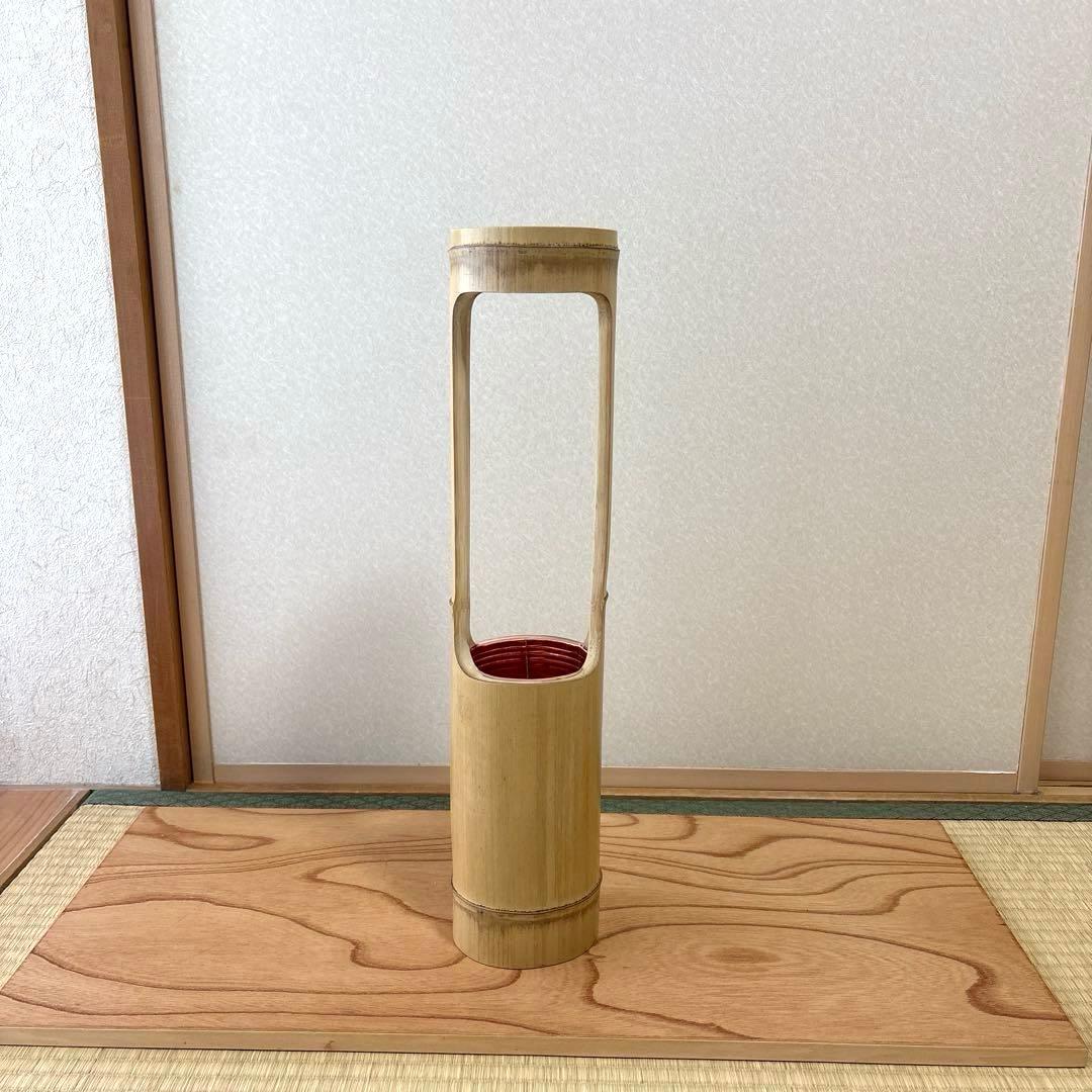 84 美品　根なし　一重切り　一重切　竹花入れ華道具　池坊