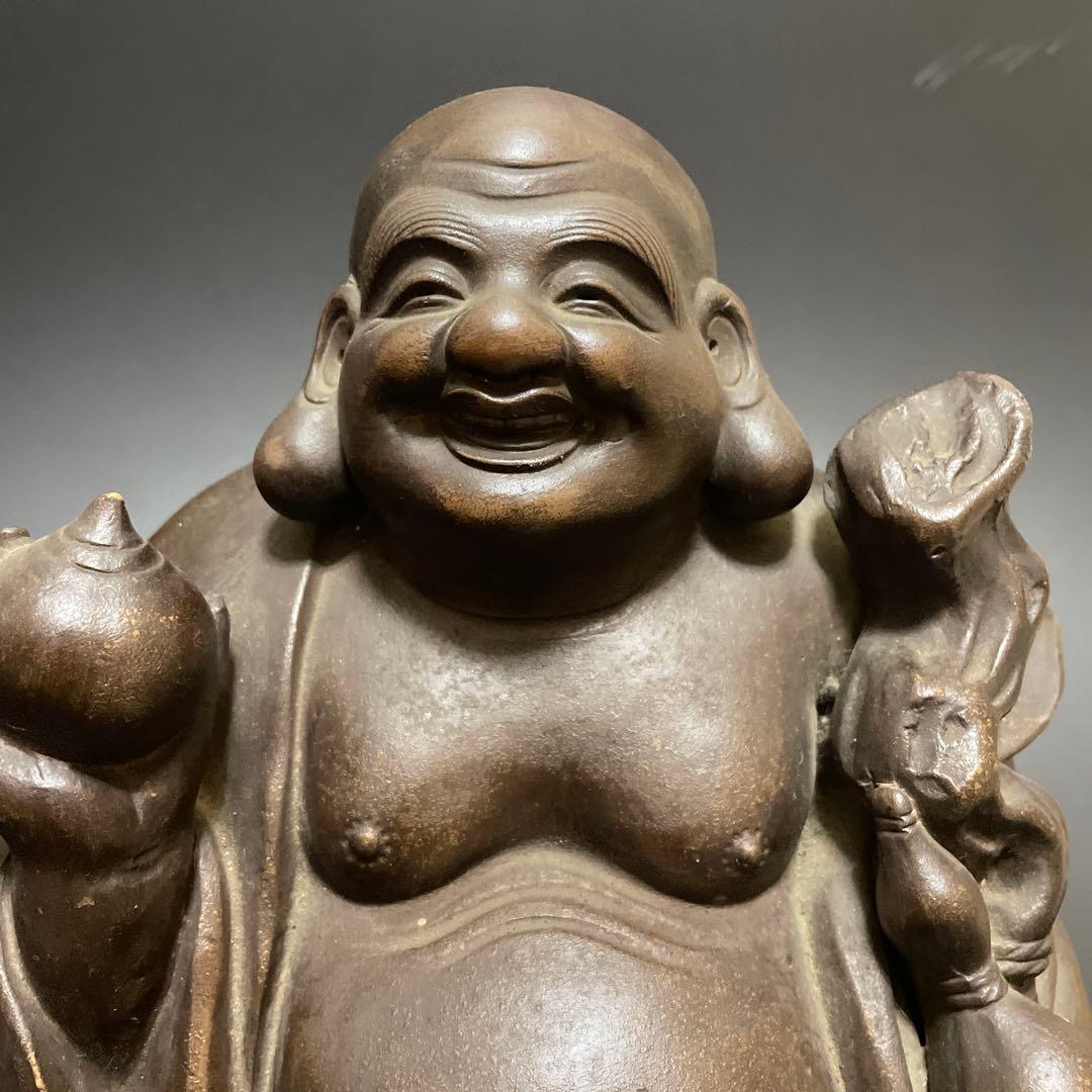 時代物　備前焼　特大　布袋様　友敬作　七福神