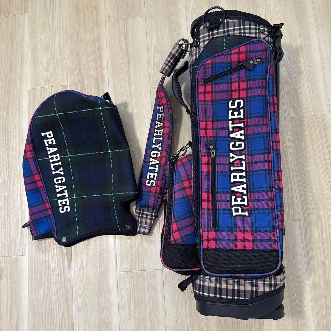 パーリーゲイツ　キャディバッグ　スタンド式　軽量　チェック柄