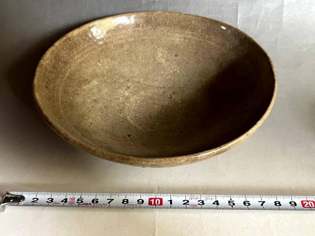 鉢■古瀬戸灰釉平鉢 時代物深皿 砂高台 古美術 時代物 骨董品■