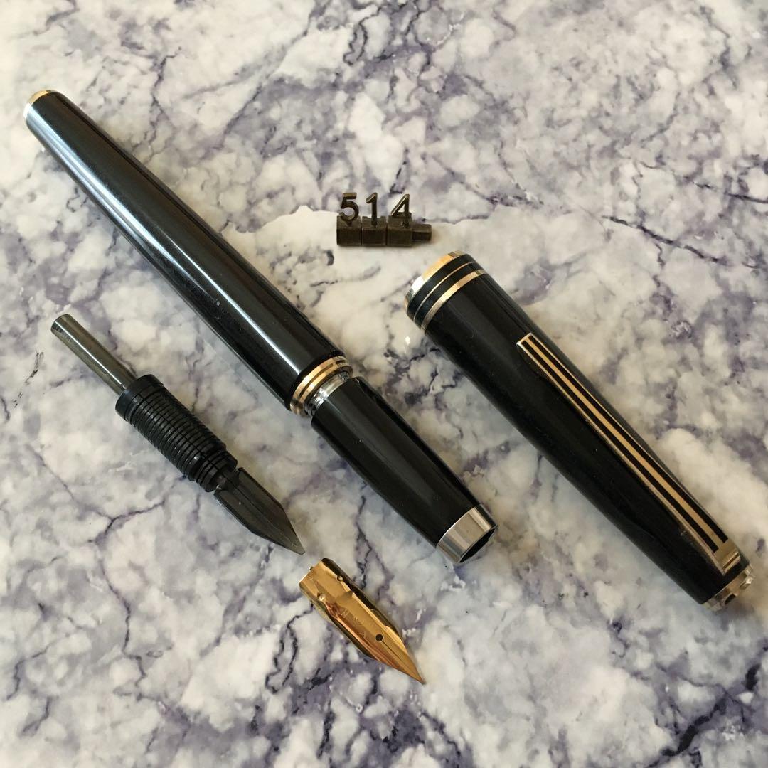 #514 オーバーホール済み 万年筆 PLATINUMプラチナ ロング 18k