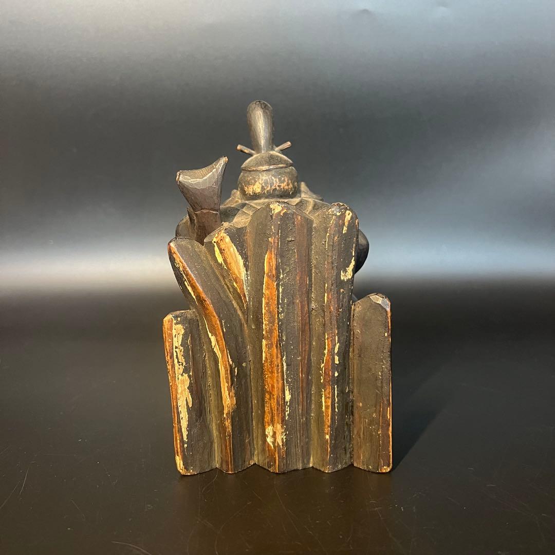 江戸後期〜明治初期 木彫 恵比寿像 ◎一木彫／古色自然／数寄者好み◎古美術庵々