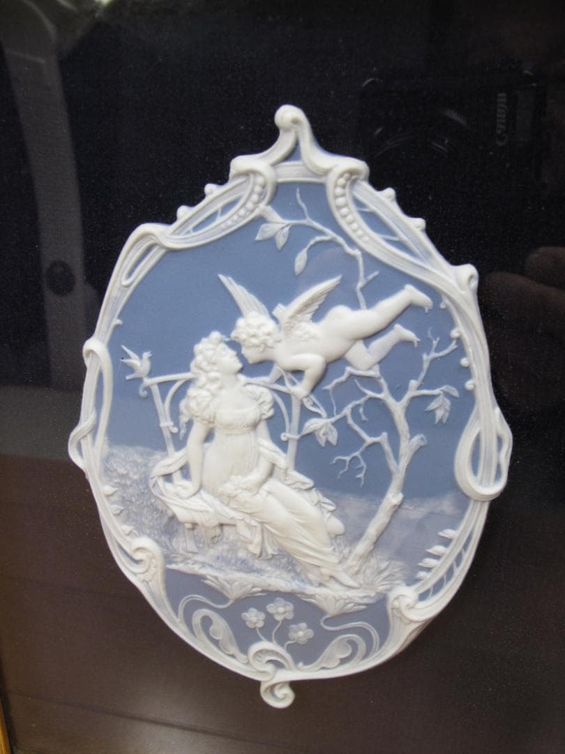 陶板画 カメオ 天使と美女 細密細工